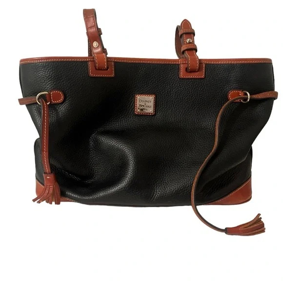 Dooney & Bourke Double Strap Tassel Bag Purse Pebble Grain - Picture 2 of 13